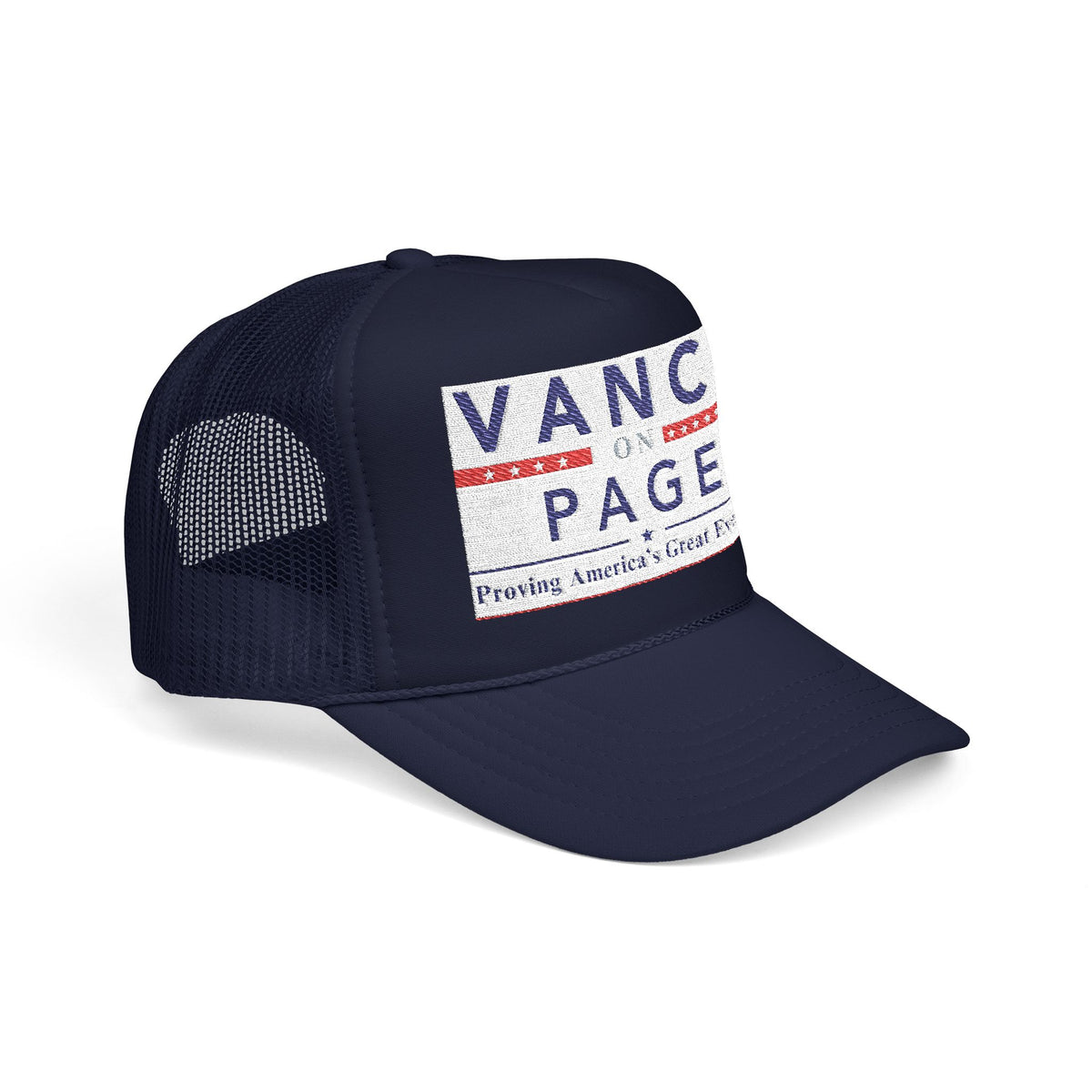 Presidental Campaign Foam Trucker Hat | Embroidery Style "Vance On Page"