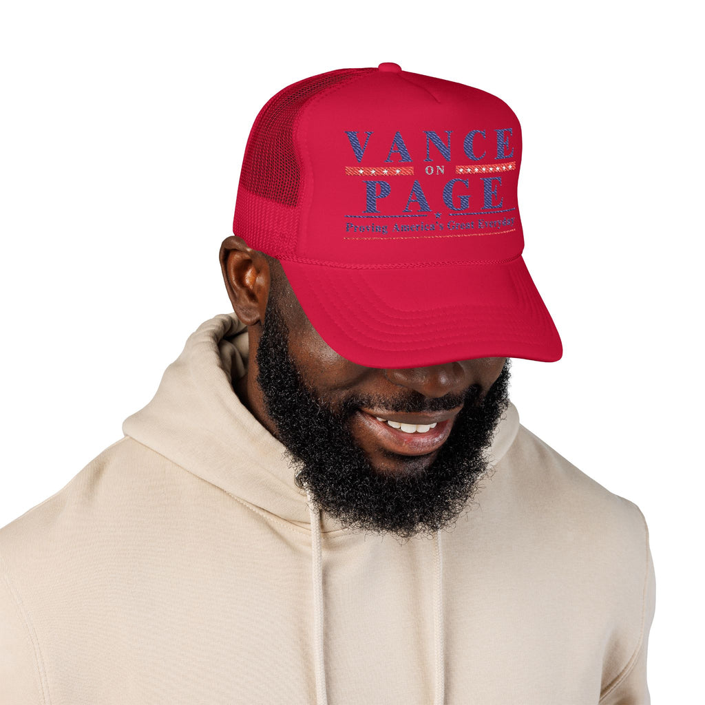 VANCE ON PAGE - Presidental Campaign Foam Trucker Hat - Embroidery Style