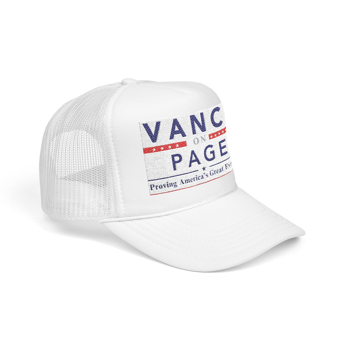 Presidental Campaign Foam Trucker Hat | Embroidery Style "Vance On Page"