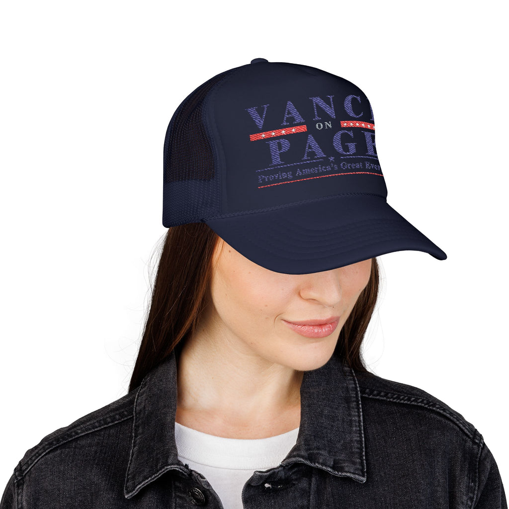 VANCE ON PAGE - Presidental Campaign Foam Trucker Hat - Embroidery Style
