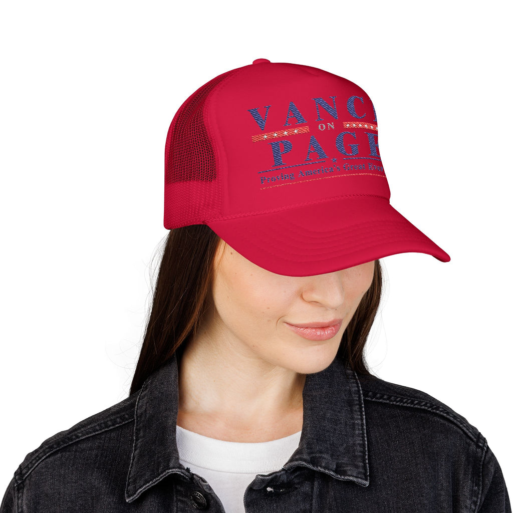 VANCE ON PAGE - Presidental Campaign Foam Trucker Hat - Embroidery Style