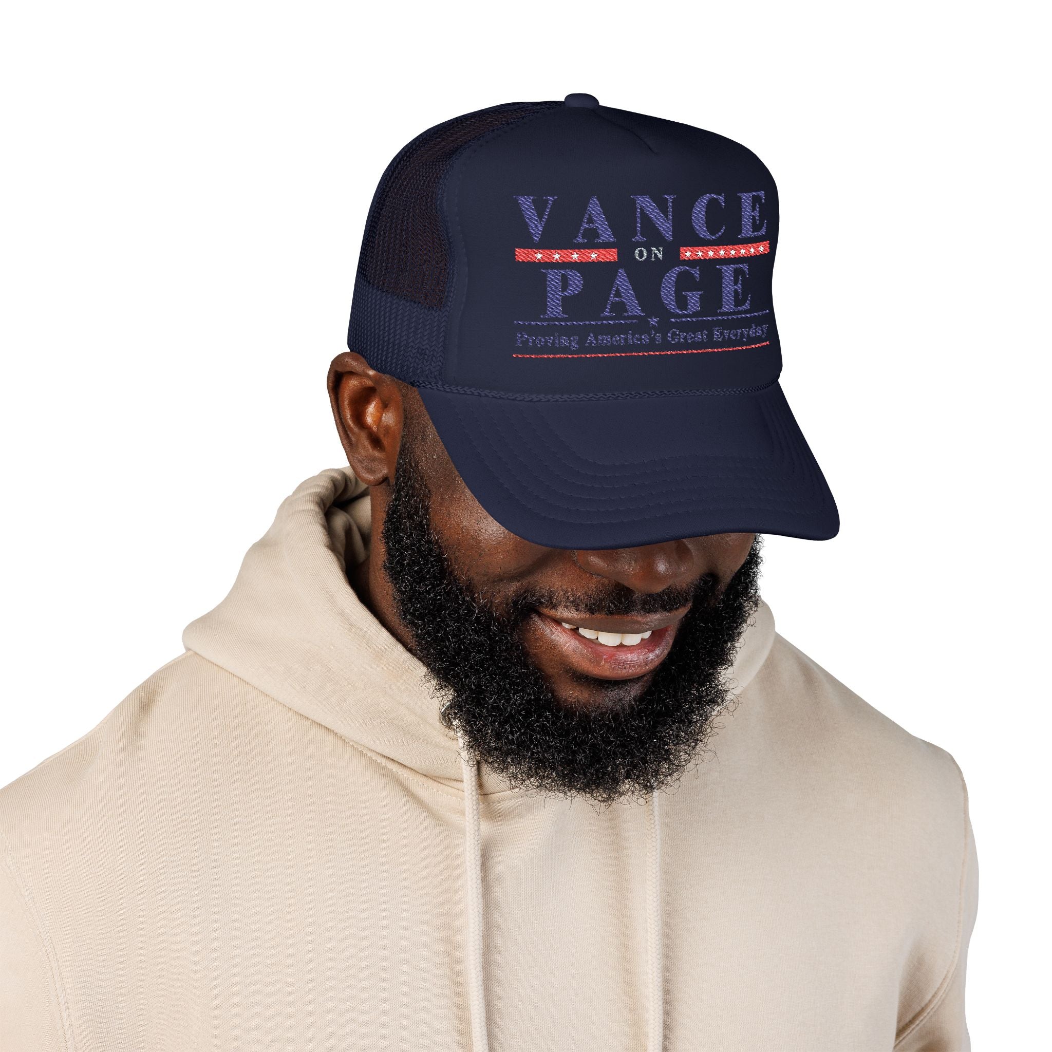 VANCE ON PAGE - Presidental Campaign Foam Trucker Hat - Embroidery Style