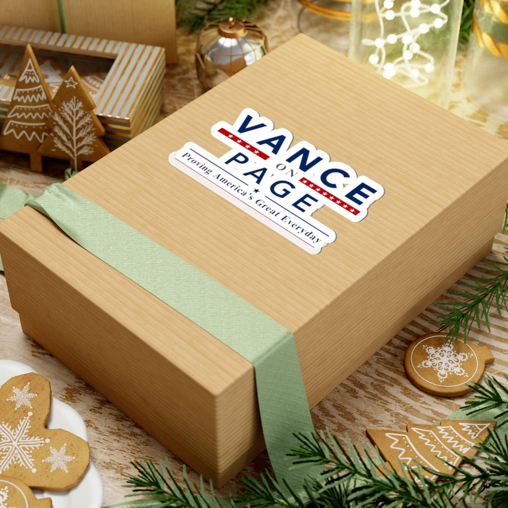 Vance on Page Political Sticker — 'Proving America’s Great Everyday' Kiss-Cut