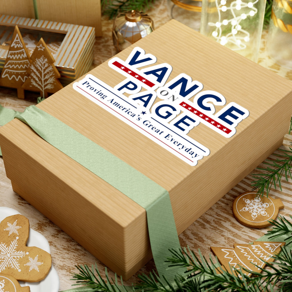 Vance on Page Political Sticker — 'Proving America’s Great Everyday' Kiss-Cut
